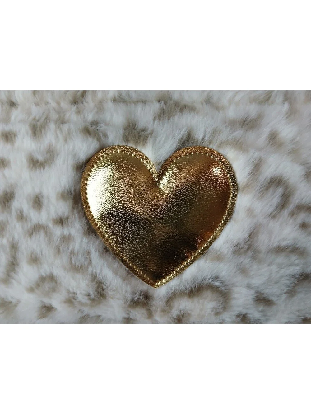 Juicy Couture Home Faux Fur Storage Basket Gold Heart Vanity Organizer NWT